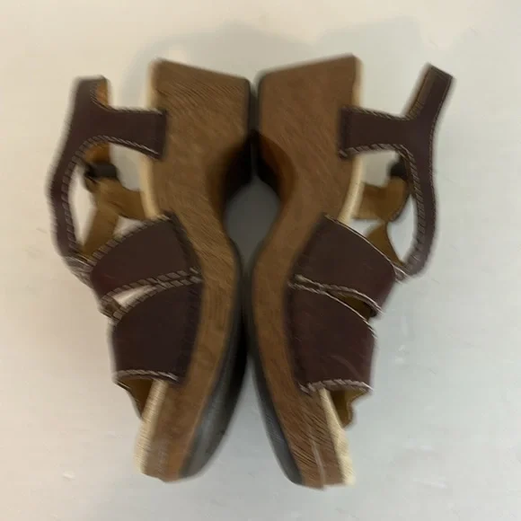 Dansko Sigrid Brown Leather Wedge Sandals Back Strap Size 36 - Picture 7 of 16